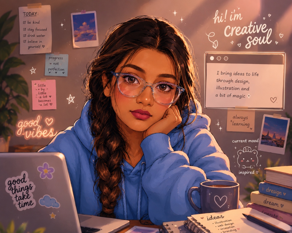 Samiksha Patil coding at desk